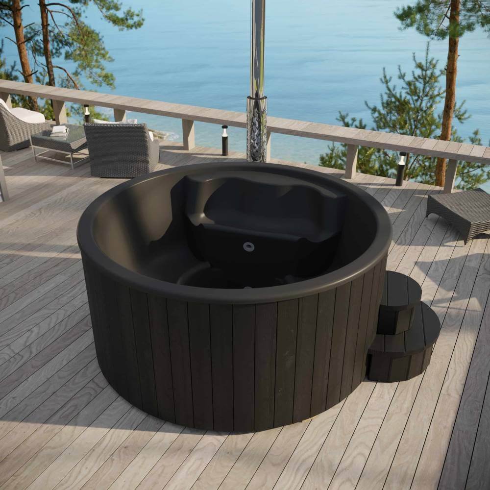SaunaLife S4B 6-Person Wood-Burning Hot Tub, Black - Image 5