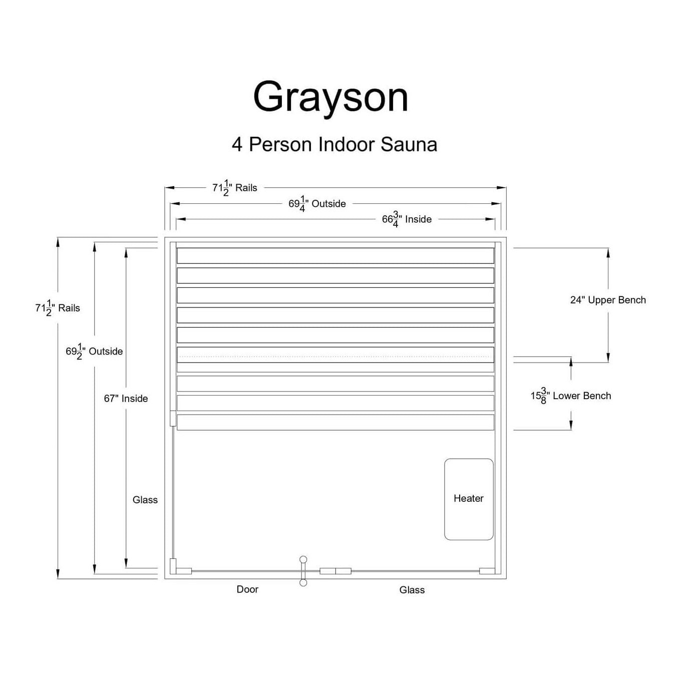Almost Heaven Grayson 4-Person Indoor Sauna - Image 11