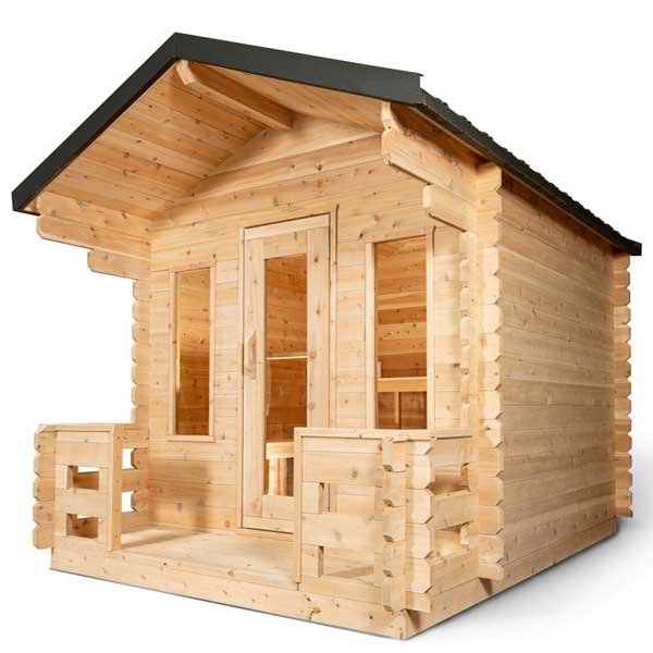Dundalk Leisurecraft Georgian Cabin 2-6 Person Outdoor Sauna w/ Porch - Image 2