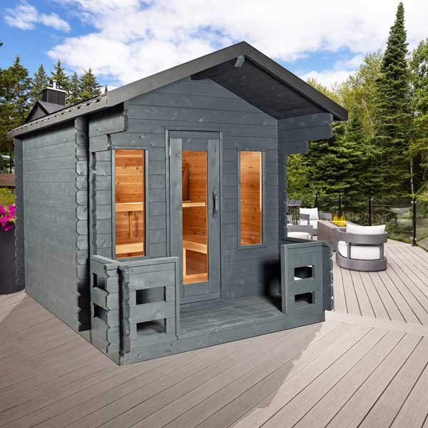 Dundalk Leisurecraft Georgian Cabin 2-6 Person Outdoor Sauna w/ Porch - Image 12