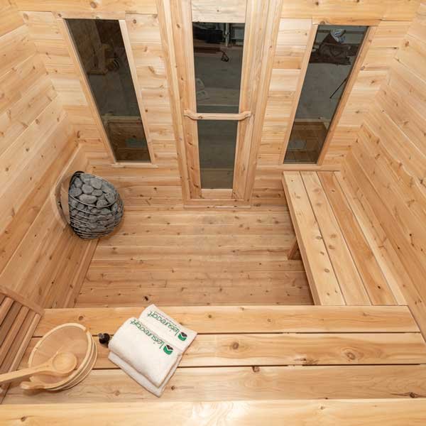 Dundalk Leisurecraft Georgian Cabin 2-6 Person Outdoor Sauna w/ Porch - Image 6