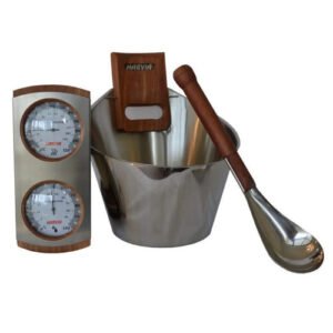 Harvia Deluxe Accessories Kit - Stainless Steel (Bucket, Ladle, and Thermometer)