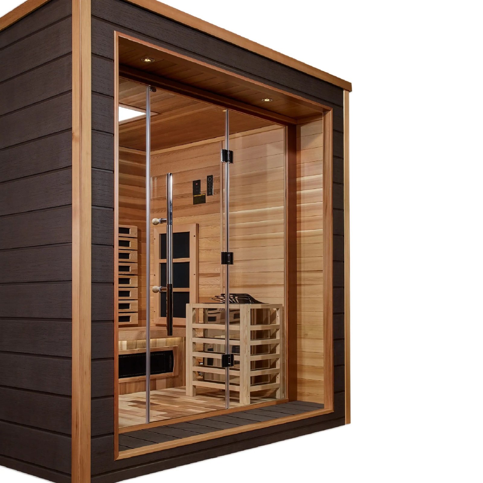 Golden Designs Visby 3-Person Outdoor Hybrid Sauna (PureTech™ Full Spectrum Infrared & Harvia SWS80) - Image 4
