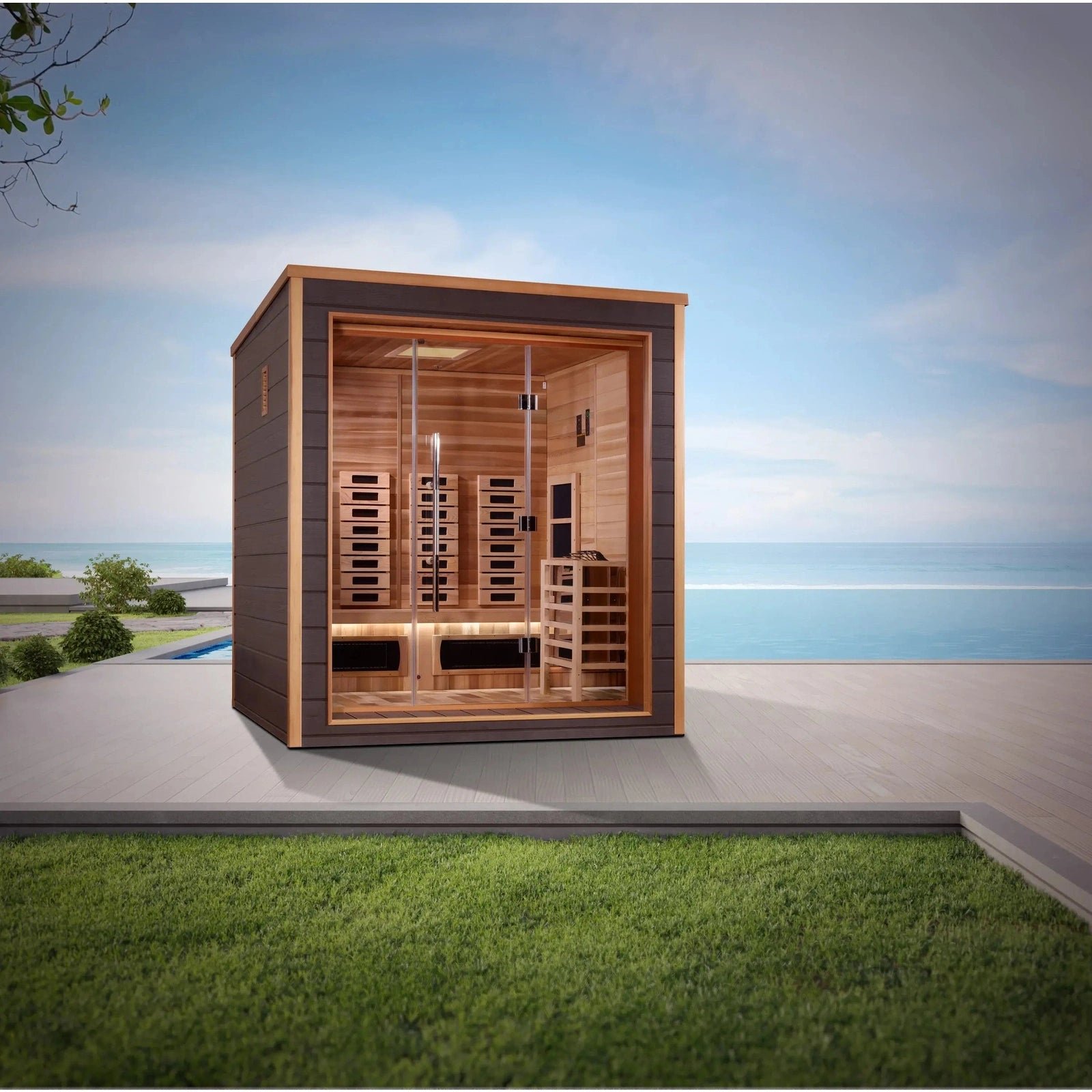 Golden Designs Visby 3-Person Outdoor Hybrid Sauna (PureTech™ Full Spectrum Infrared & Harvia SWS80) - Image 5