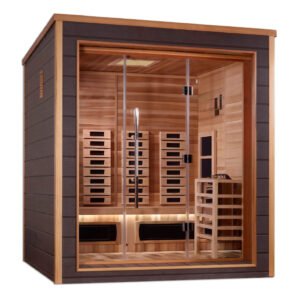Golden Designs Visby 3-Person Outdoor Hybrid Sauna (PureTech™ Full Spectrum Infrared & Harvia SWS80)