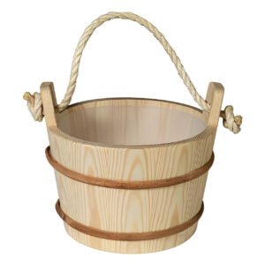 Prosaunas Spruce, Wood Sauna Bucket Lined, Rope Handle, 4-Liter