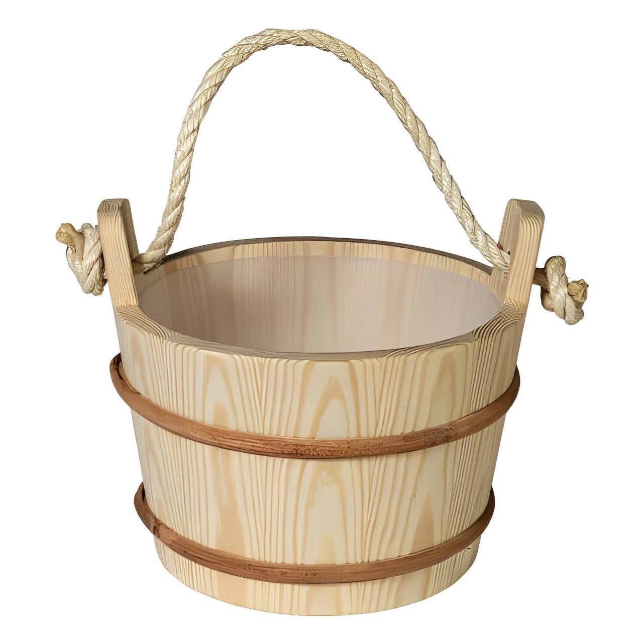 Prosaunas Spruce, Wood Sauna Bucket Lined, Rope Handle, 4-Liter