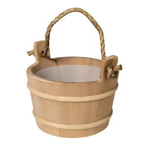 Prosaunas Thermo-Aspen Lined Wood Sauna Bucket, Rope Handle, 4-Liter
