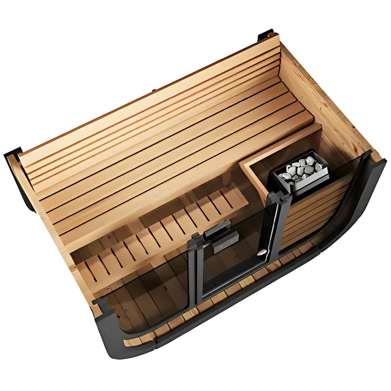 SaunaLife CL4G 3-Person Outdoor Cube Cabin Sauna with Full Glass Front & LED Lighting - Image 5