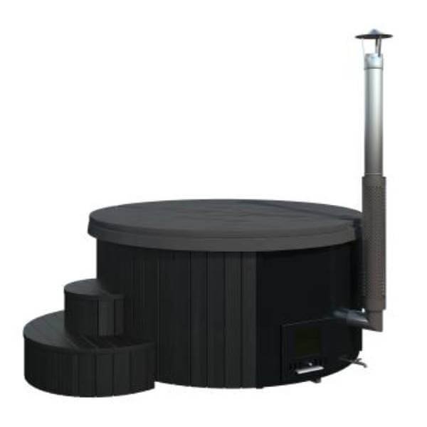 SaunaLife S4B 6-Person Wood-Burning Hot Tub, Black - Image 2