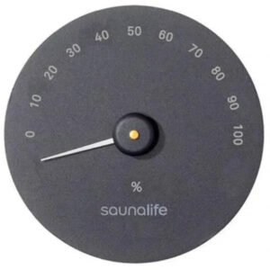 SaunaGear Round Hygrometer by SaunaLife, Black