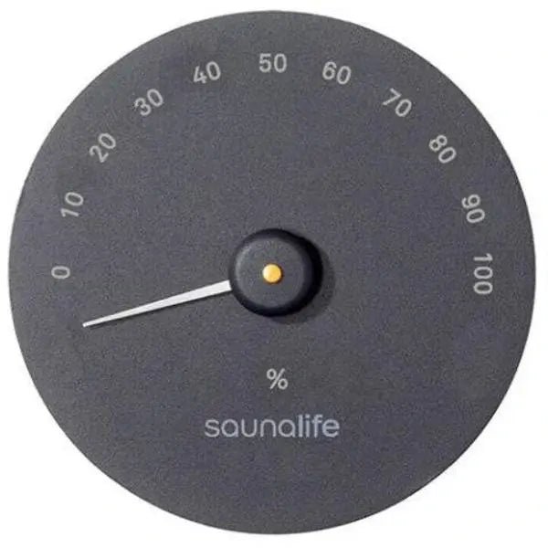 SaunaGear Round Hygrometer by SaunaLife, Black