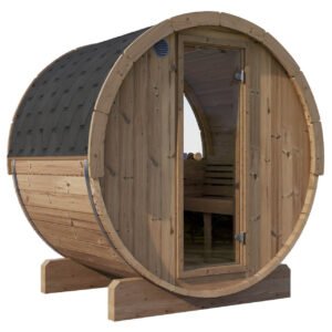 SaunaLife E6W 3-Person Barrel Sauna w/ Panoramic Window, 59"x81"