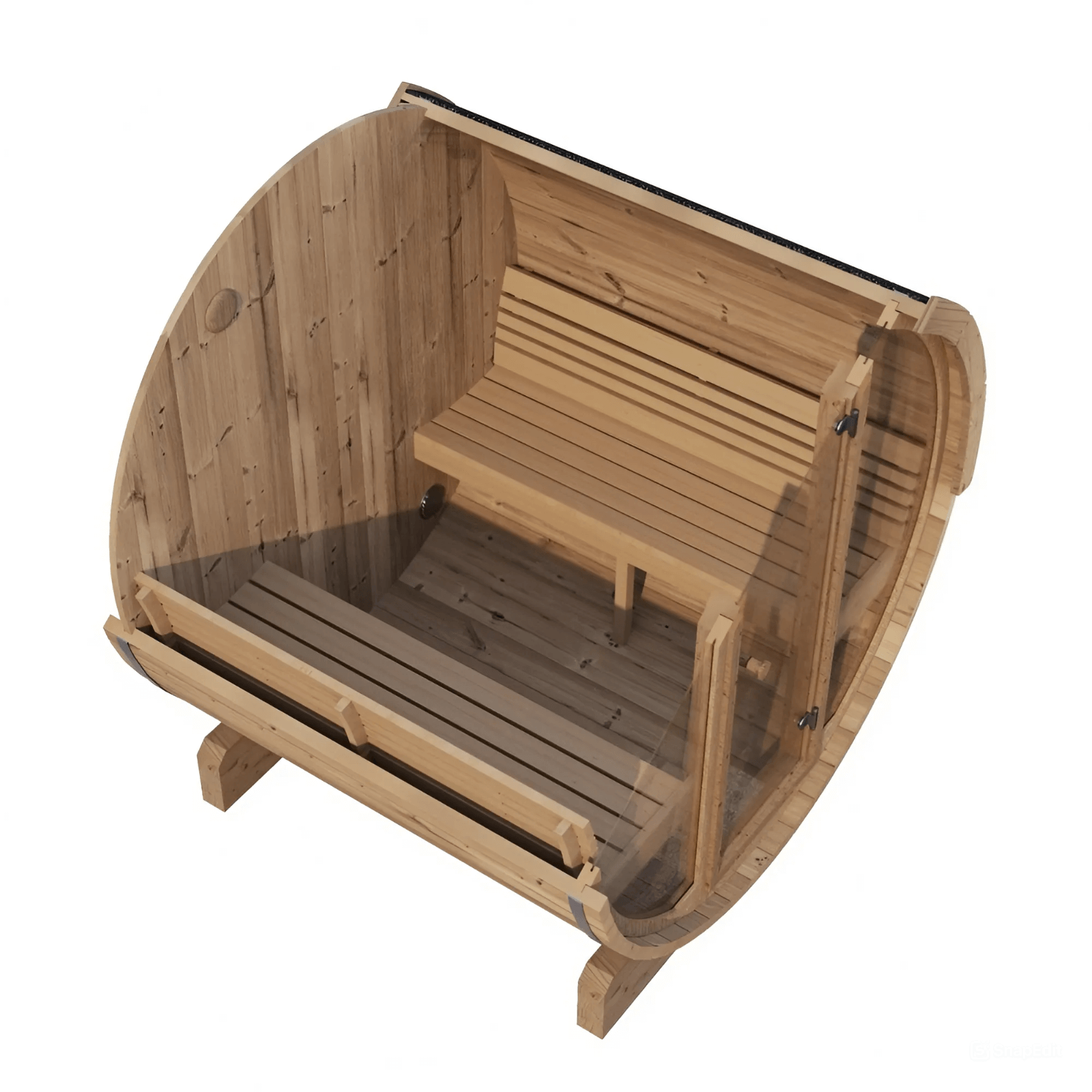SaunaLife E7G 4-Person Barrel Sauna w/ Front Glass, 71"x81" - Image 2