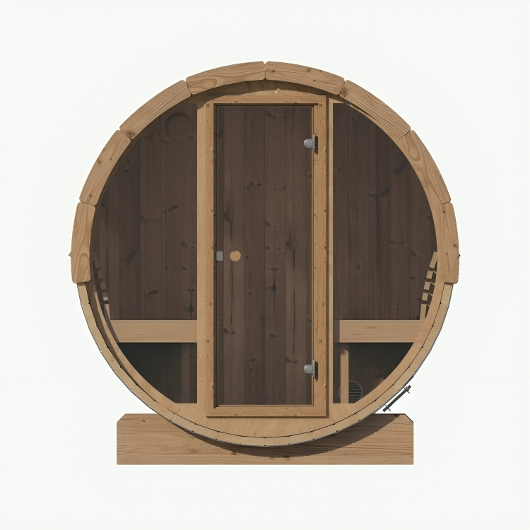 SaunaLife E7G 4-Person Barrel Sauna w/ Front Glass, 71"x81" - Image 4