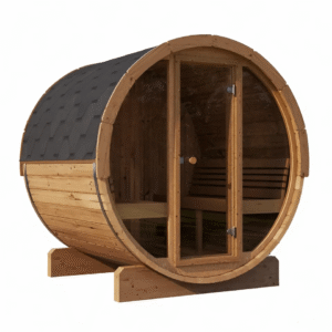 SaunaLife E7G 4-Person Barrel Sauna w/ Front Glass, 71"x81"