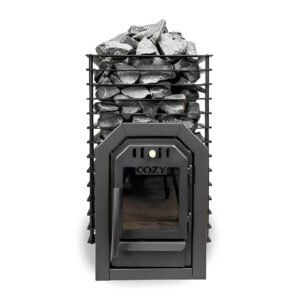 Cozy Heat Quattro Thru-Wall Sauna Stove Wood Burning Sauna Stove, Up to 18kW