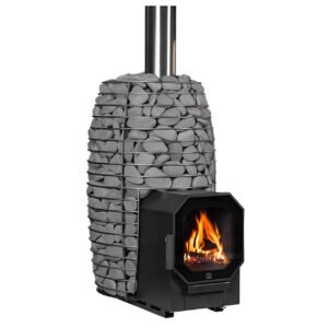 HUUM Hive Flow LS Wood-Burning Sauna Stove w/ Firebox Extension 9.8 kW