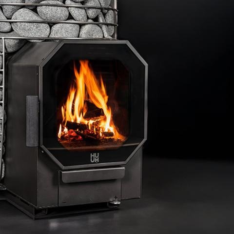 HUUM Hive Flow LS Wood-Burning Sauna Stove w/ Firebox Extension 9.8 kW - Image 3