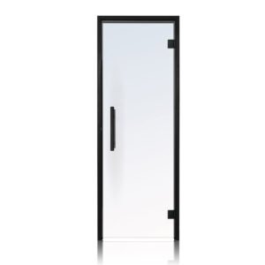 Prosaunas Black Alder Frame, Prehung Clear Glass Sauna Door 24x73 (Right Black Hinges)