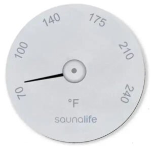 SaunaGear Round Fahrenheit Thermometer by SaunaLife - White