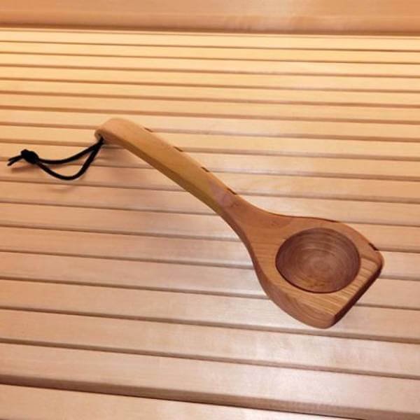 SaunaLife Accessory Package 4, Wooden 1-Gallon Sauna Bucket Set with Wood Ladle and White Thermometer - Image 5
