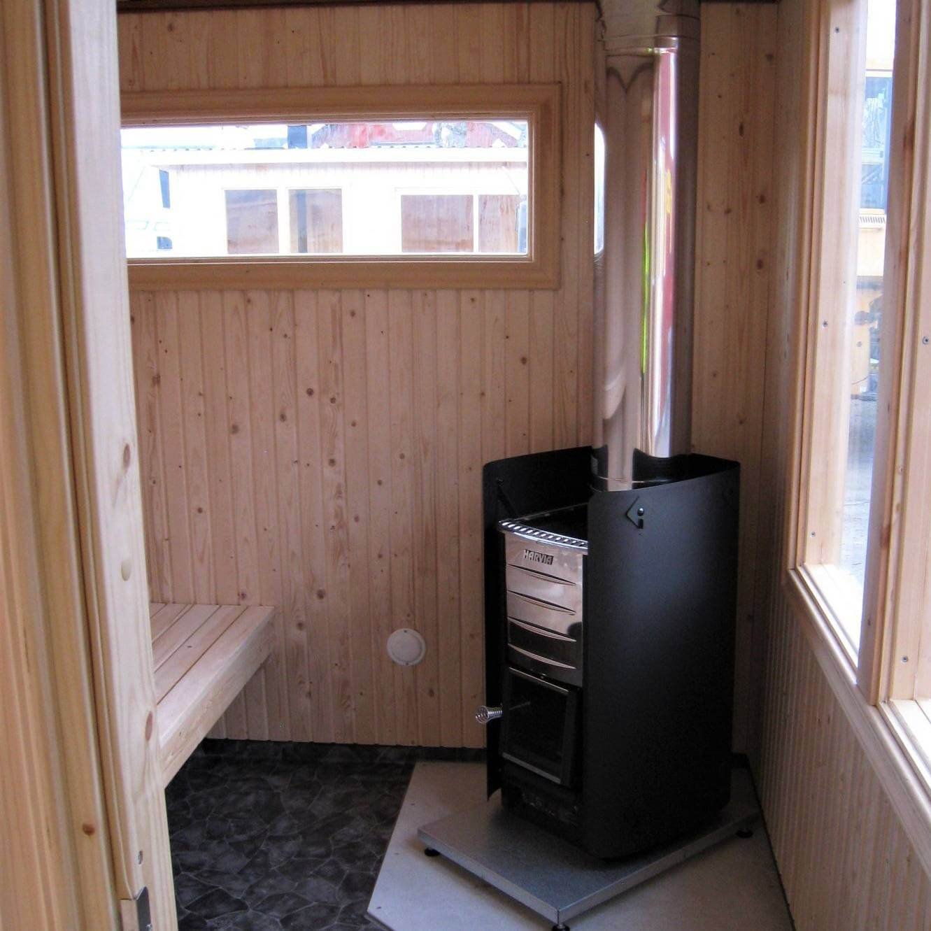 Harvia M3 Wood-Burning Stove Kit SS M3 Stove, Protective Bedding, Sheath, Chimney Kit, Stones - Image 6