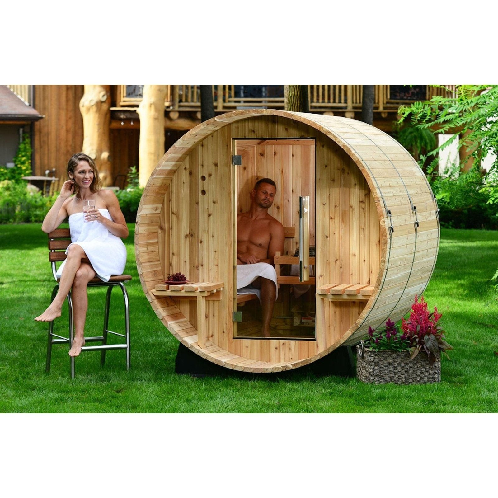 Almost Heaven Audra 2-4 Person Canopy Barrel Sauna, 6x5+1 ft. – 1 ft. Porch - Image 13