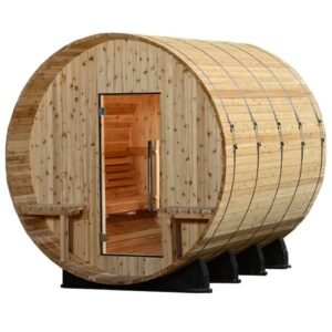 Almost Heaven Grandview 4-6 Person Canopy Barrel Sauna, 7x7+1 ft. – 1 ft. Porch