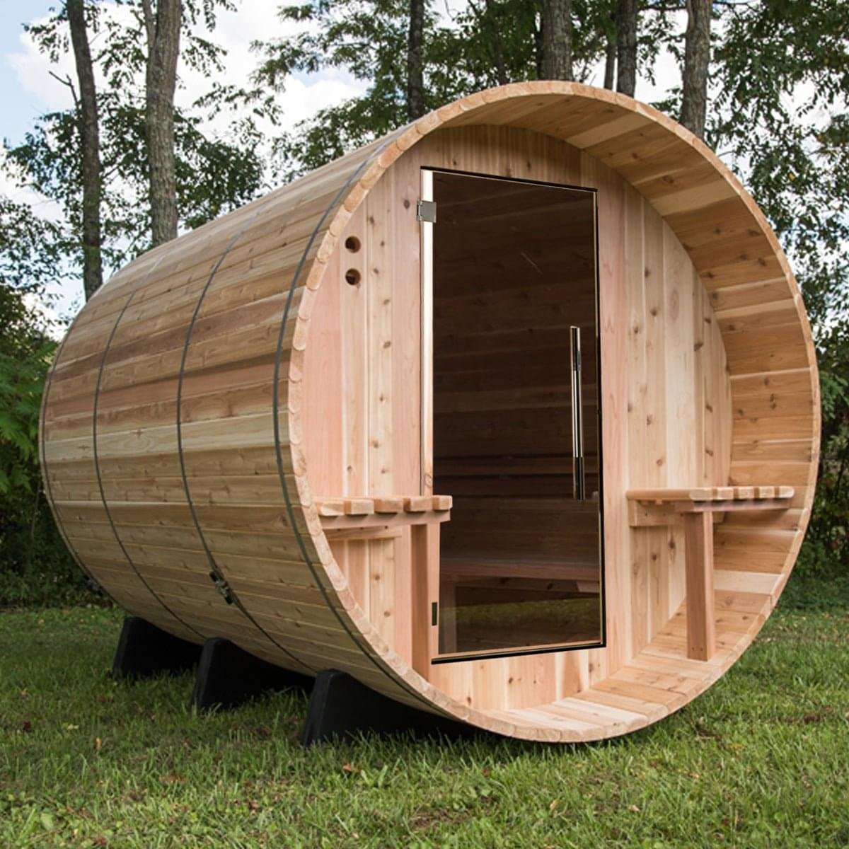 Almost Heaven Huntington 4-6 Person Canopy Barrel Sauna, 6x7+1 ft. – 1 ft. Porch - Image 8