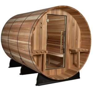 Almost Heaven Huntington 4-6 Person Canopy Barrel Sauna, 6x7+1 ft. – 1 ft. Porch
