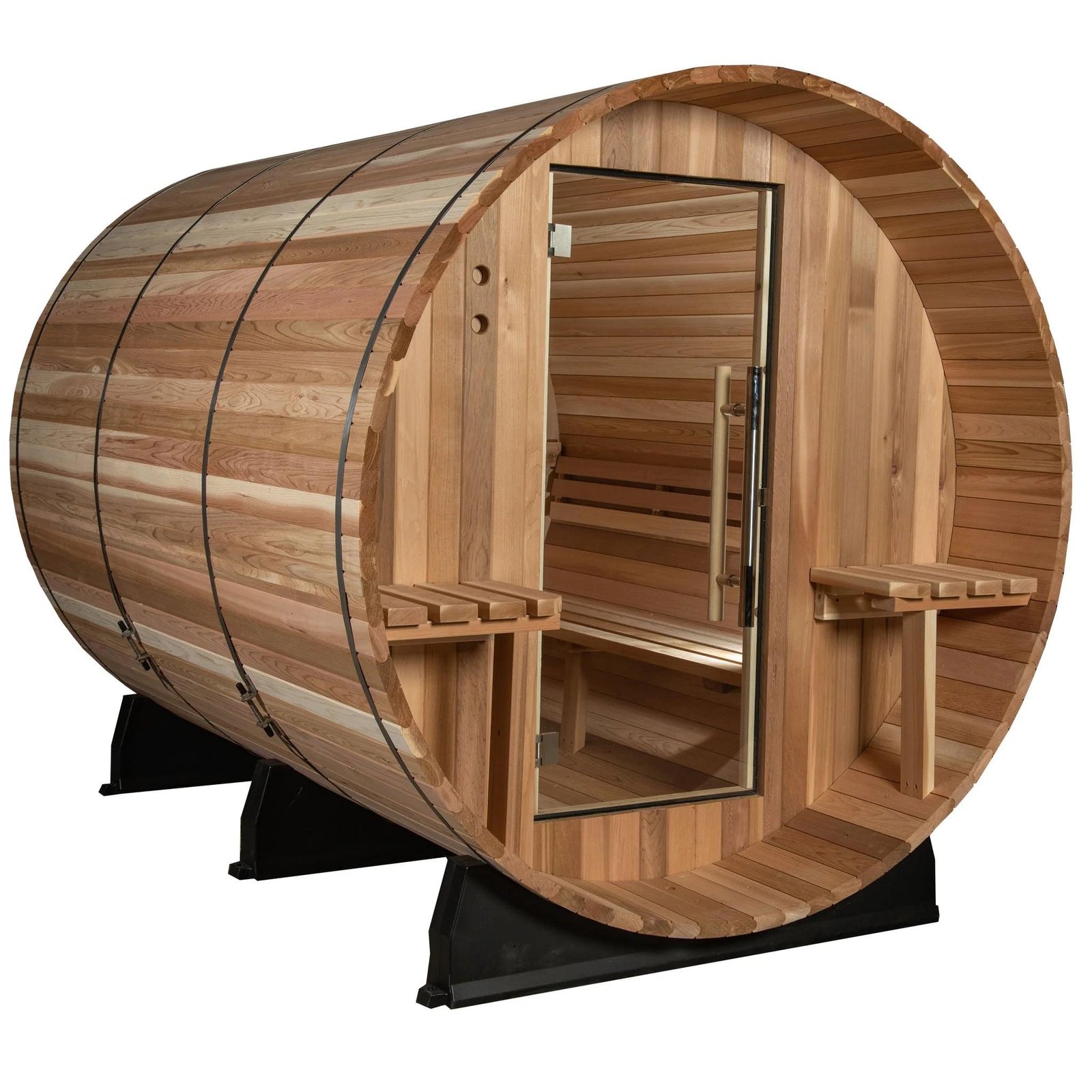 Almost Heaven Huntington 4-6 Person Canopy Barrel Sauna, 6x7+1 ft. – 1 ft. Porch