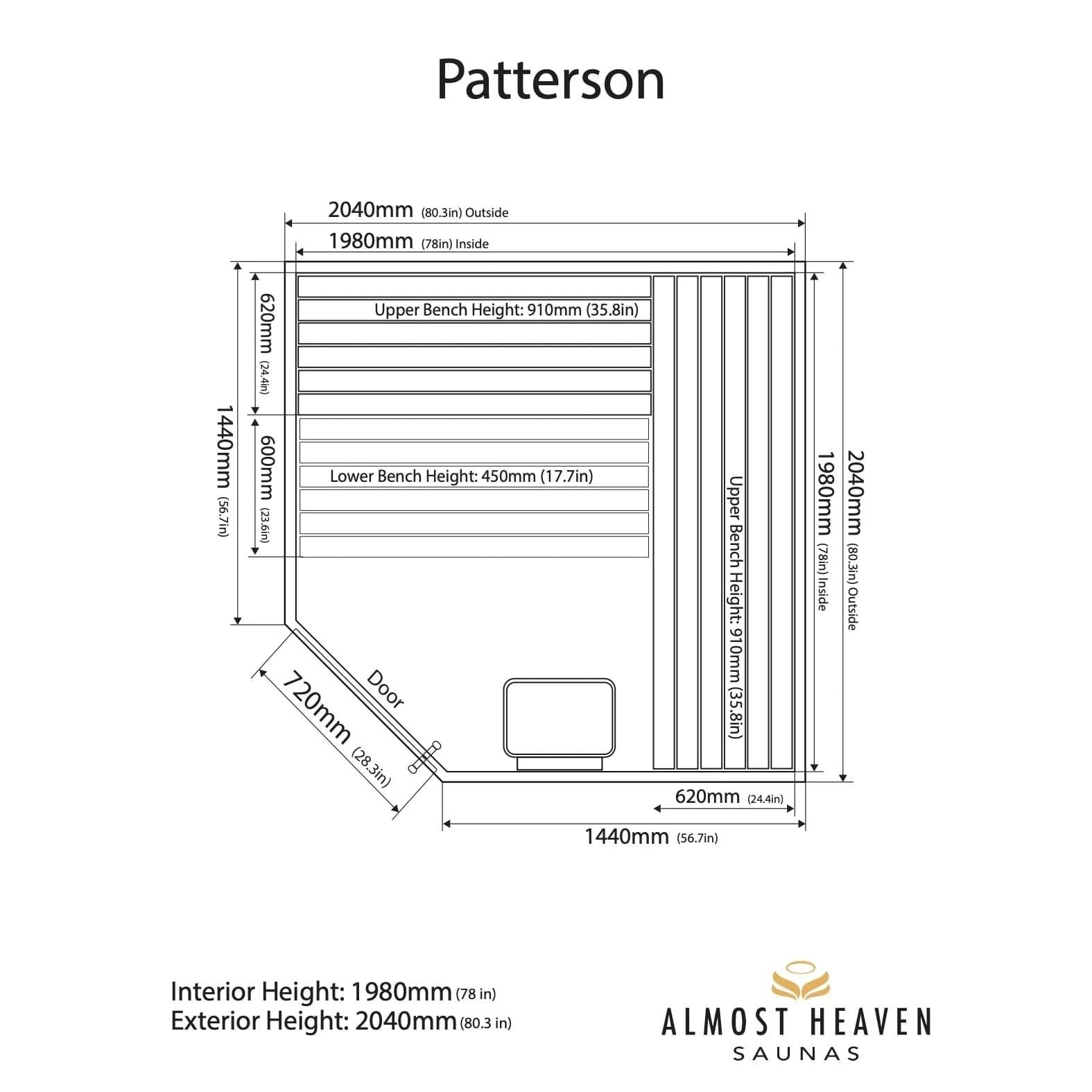 Almost Heaven Patterson 6-Person Indoor Sauna - Image 2
