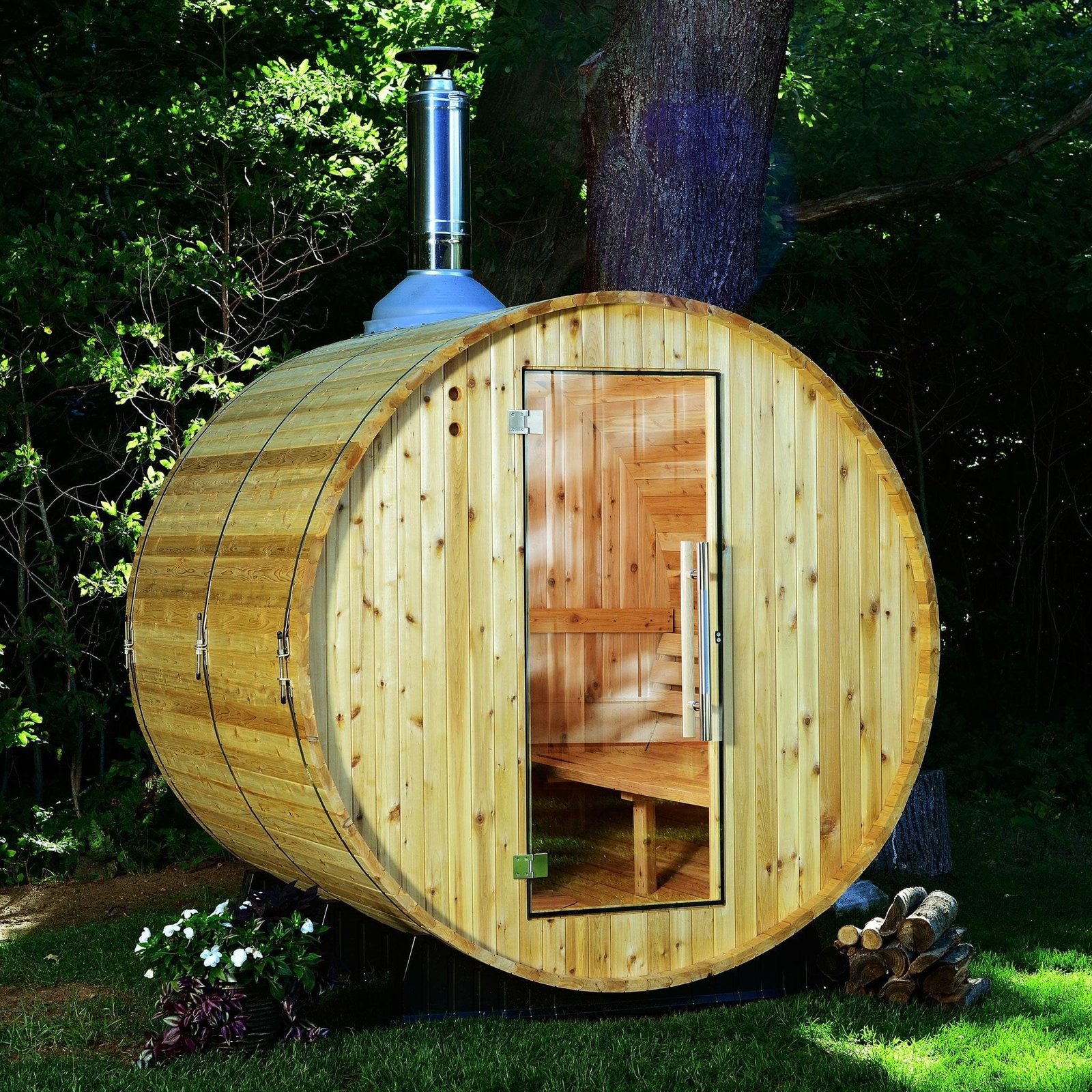 Almost Heaven Seneca 4-6 Person Barrel Sauna, 7x7 ft. - Image 4