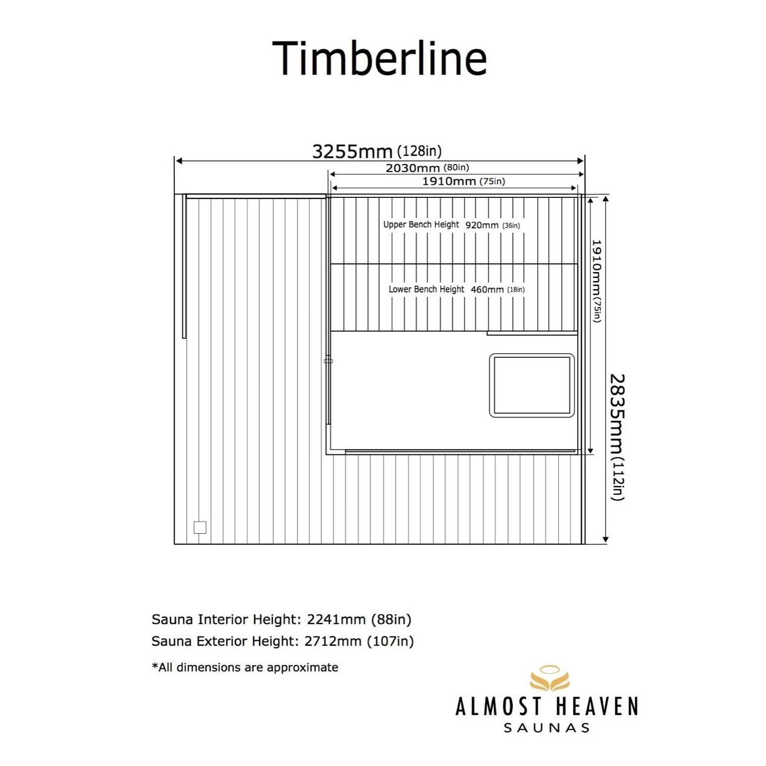 Almost Heaven Timberline 6-Person Outdoor Cabin Sauna - Image 3