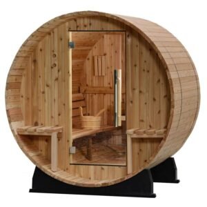 Almost Heaven Vienna 2-Person Canopy Barrel Sauna, 6x4+1 ft. – 1 ft. Porch