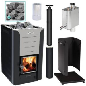 Harvia Pro 20 Deluxe Wood Burning Stove Kit - Black Steel