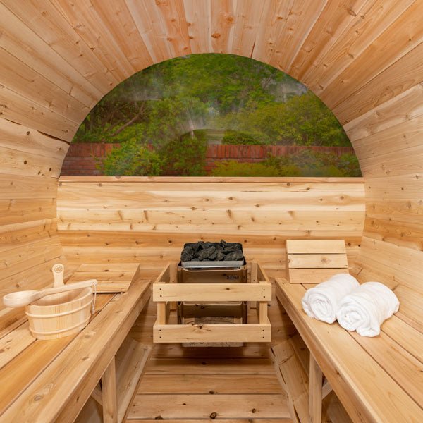 Dundalk Leisurecraft Serenity MP 2-4 Person Barrel Sauna w/ Panoramic Windows - Image 3