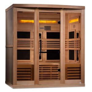 Golden Designs 6-Person Full Spectrum PureTech™ Near-Zero EMF FAR Infrared Sauna w/ Himalayan Salt Bar