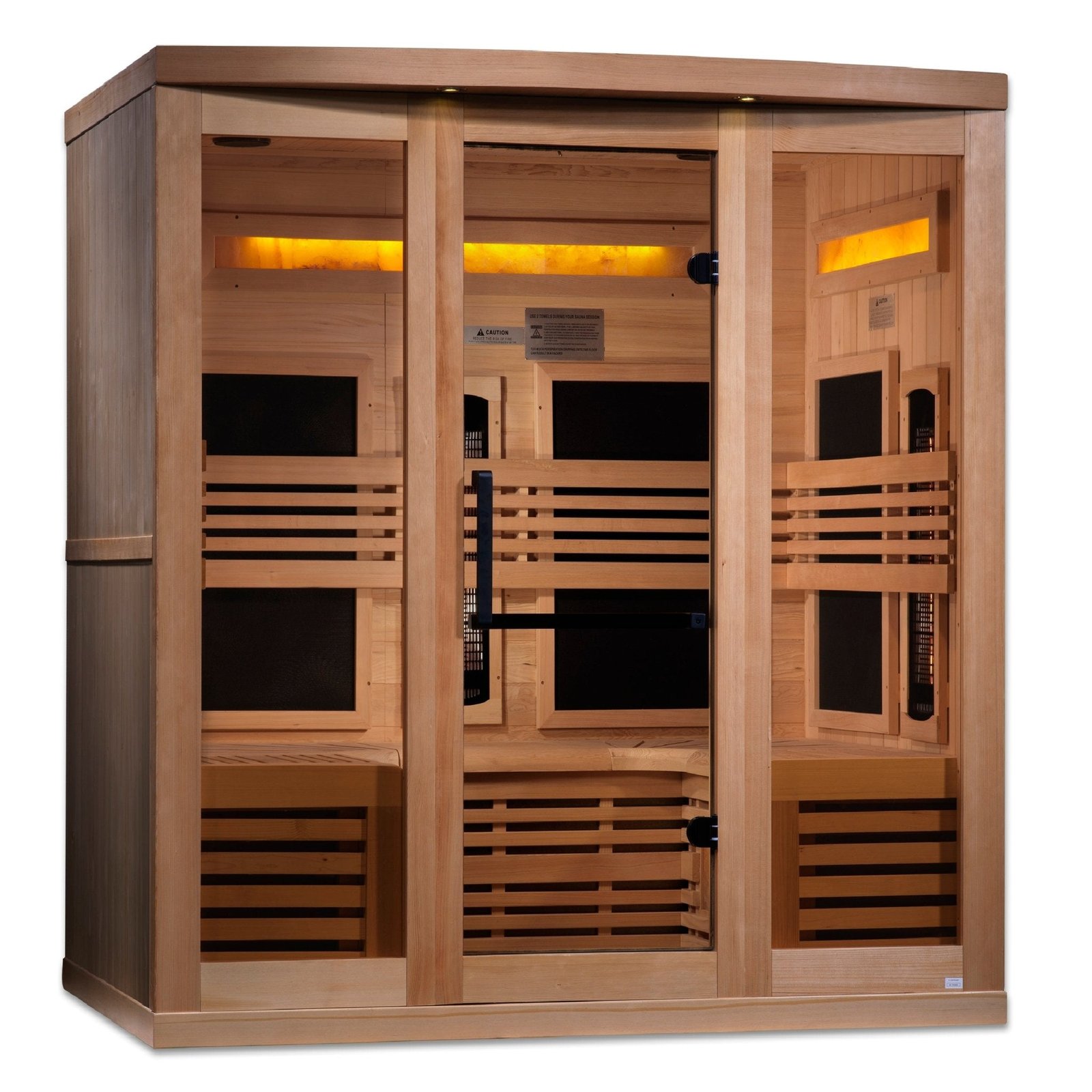 Golden Designs 6-Person Full Spectrum PureTech™ Near-Zero EMF FAR Infrared Sauna w/ Himalayan Salt Bar