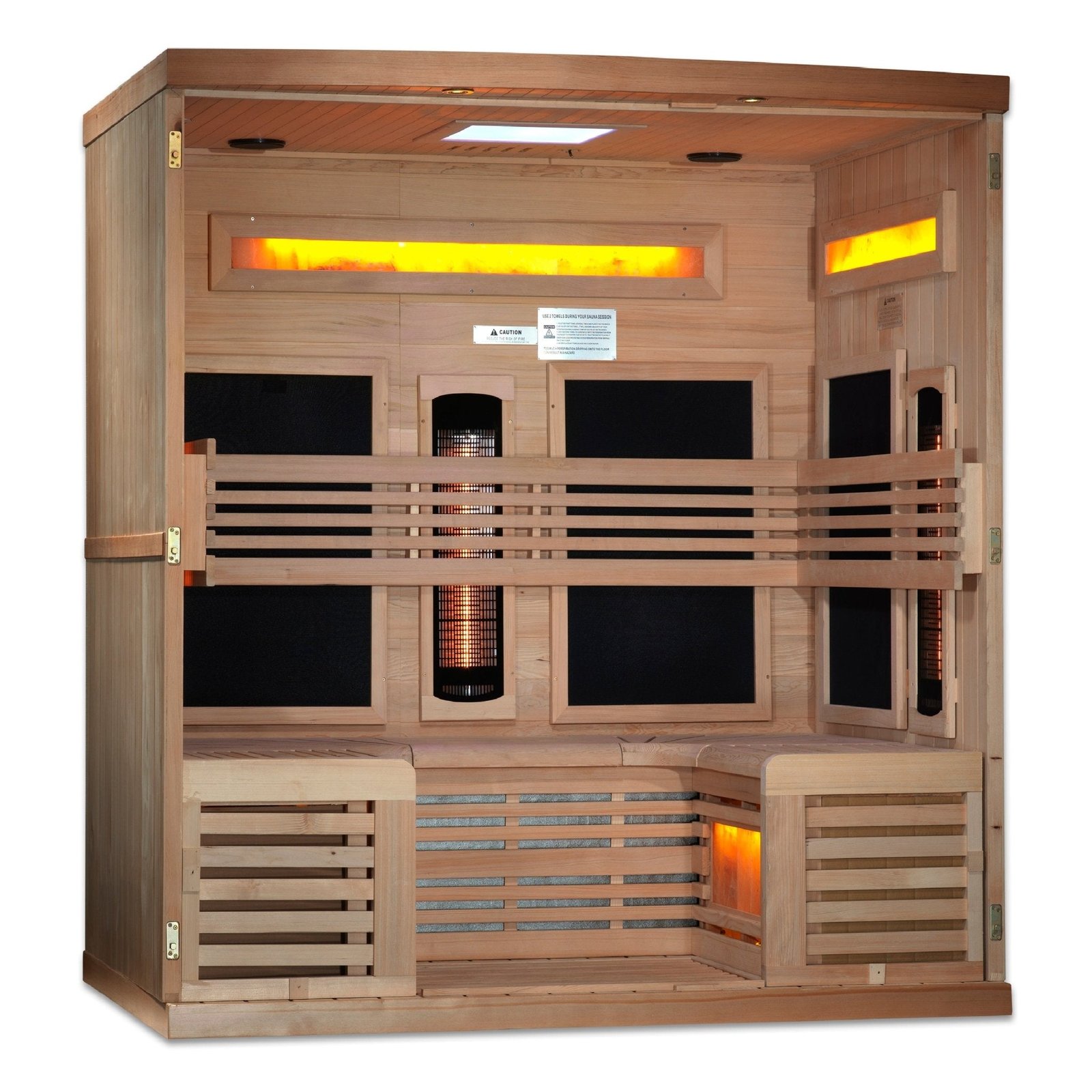 Golden Designs 6-Person Full Spectrum PureTech™ Near-Zero EMF FAR Infrared Sauna w/ Himalayan Salt Bar - Image 4