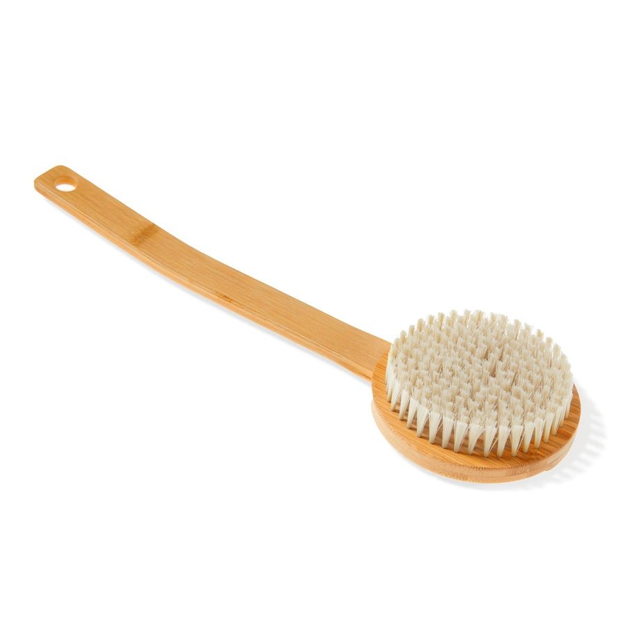 Kolo Bambu Bath Brush with Handle, Natural Bamboo - Image 3