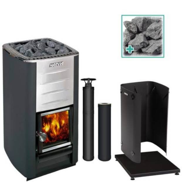 Harvia Black M3 Wood-Burning Stove Kit