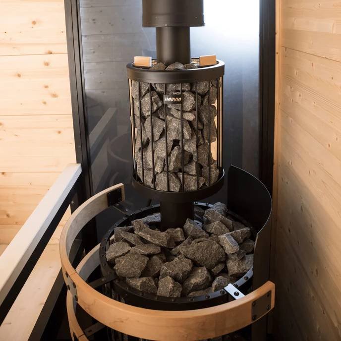 Harvia Legend PKG BLK Harvia Legend Package, Legend 150 Stove, Protective Bedding, Protective Sheath, Chimney Kit, Chimney Extension, Stones - Image 4