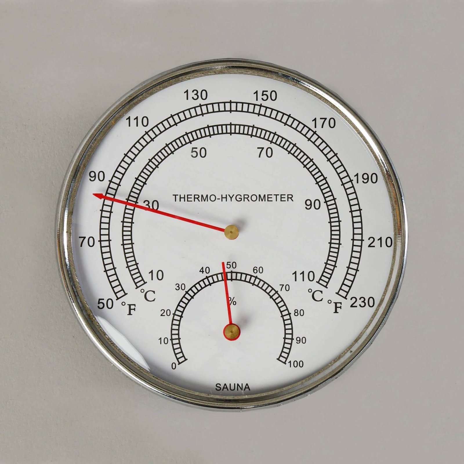 Sauna Thermo-Hygrometer - 4" Chrome