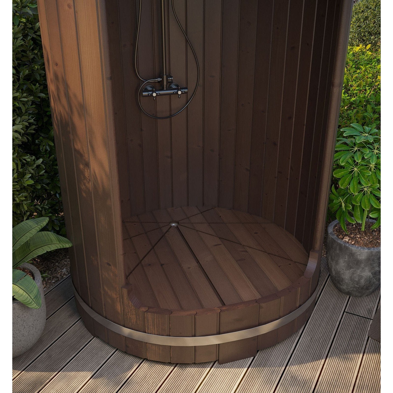 SaunaLife R3 Barrel Outdoor Shower - 53"W x 90"H - Image 2