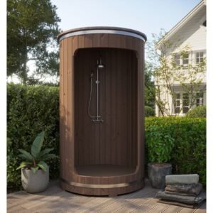 SaunaLife R3 Barrel Outdoor Shower - 53"W x 90"H