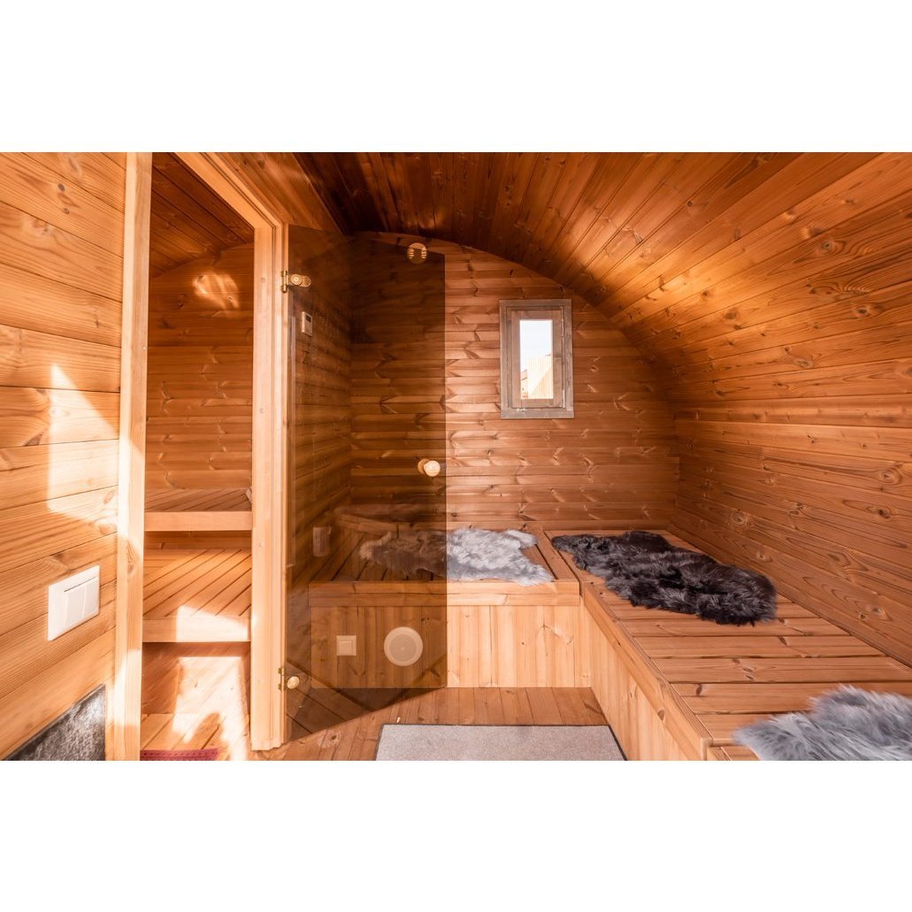 SaunaLife G11 8-Person Outdoor Cabin Sauna w/ Changing Room & Porch - Image 9