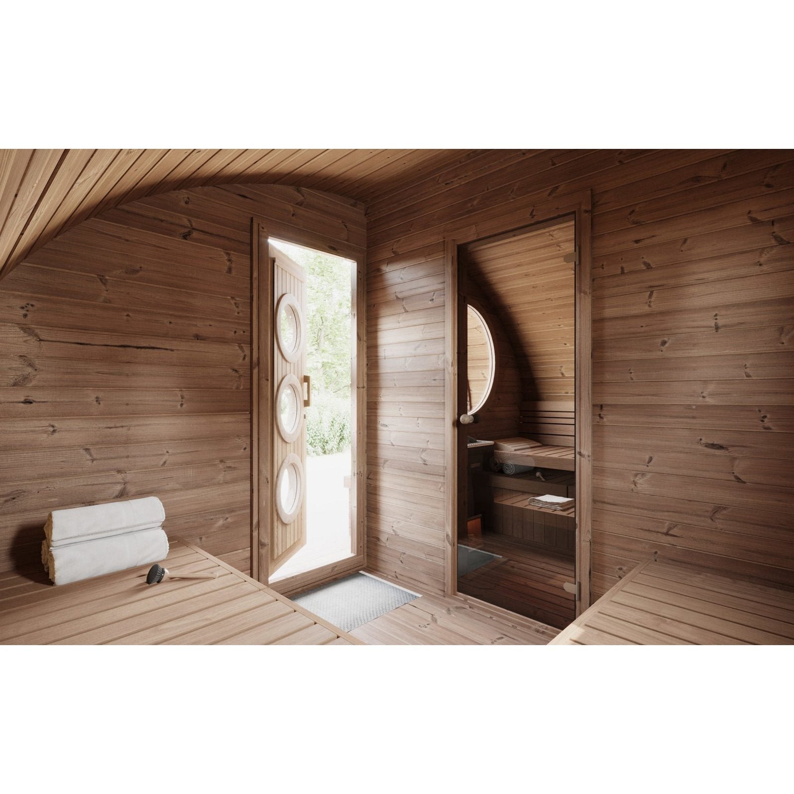 SaunaLife G11 8-Person Outdoor Cabin Sauna w/ Changing Room & Porch - Image 10