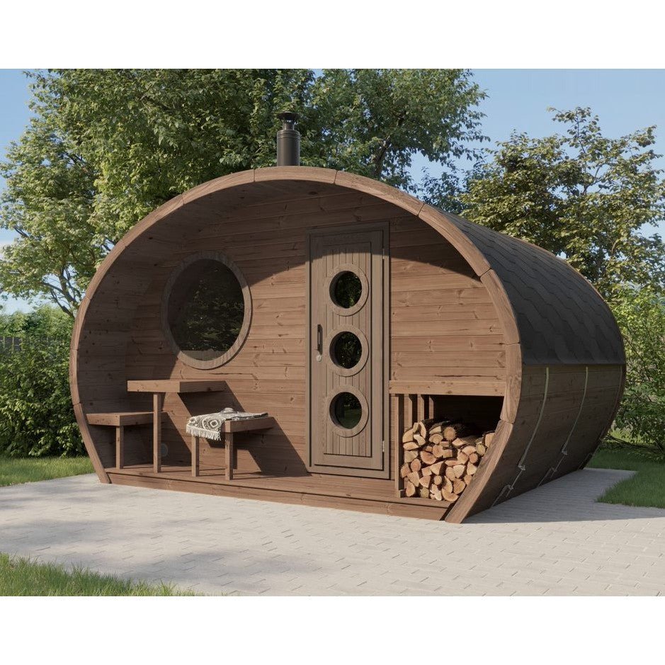 SaunaLife G11 8-Person Outdoor Cabin Sauna w/ Changing Room & Porch - Image 8